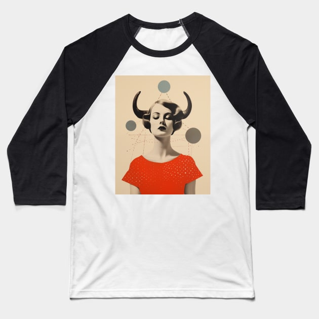 Taurus collage art astrology Baseball T-Shirt by Porota Studio